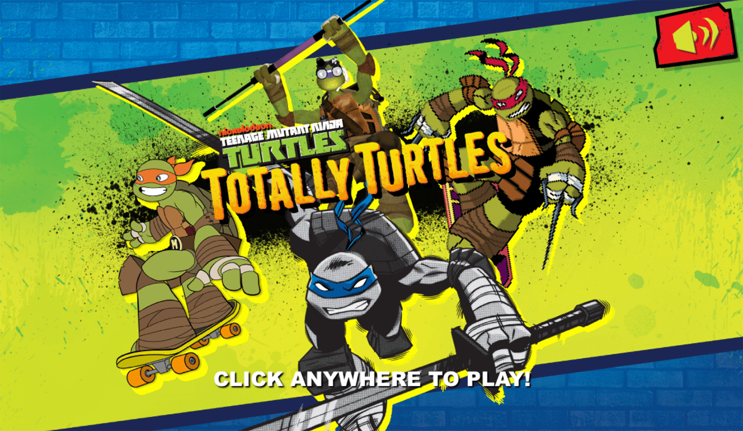 TMNT Totally Turtles Welcome Screen Screenshot.