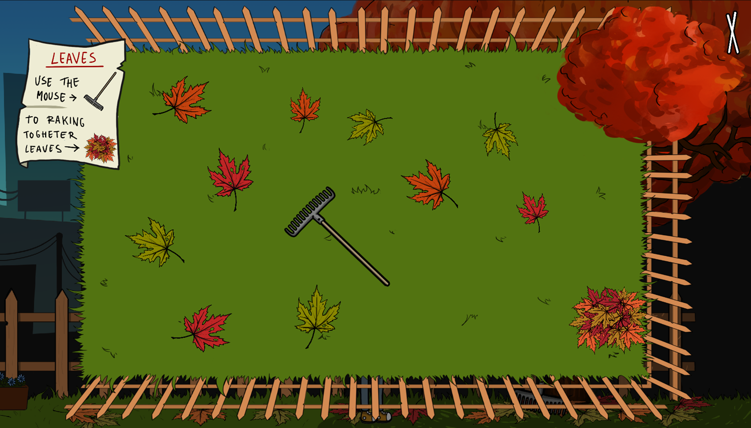 To Duel List Game Rake The Leaves Minigame Screenshot.