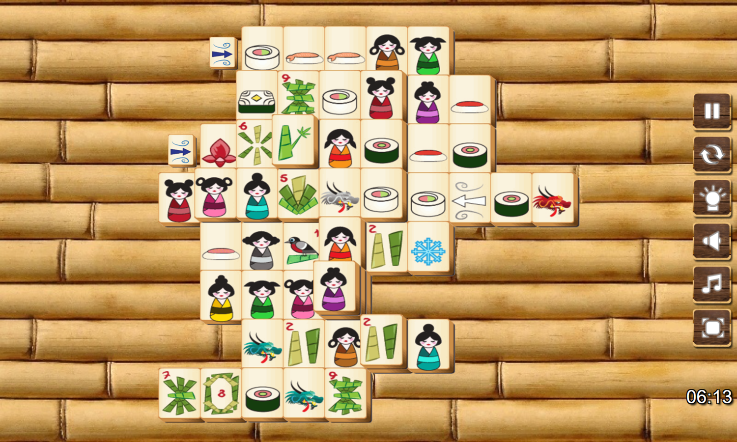 Tokio Mahjong Game Level Play Screenshot.