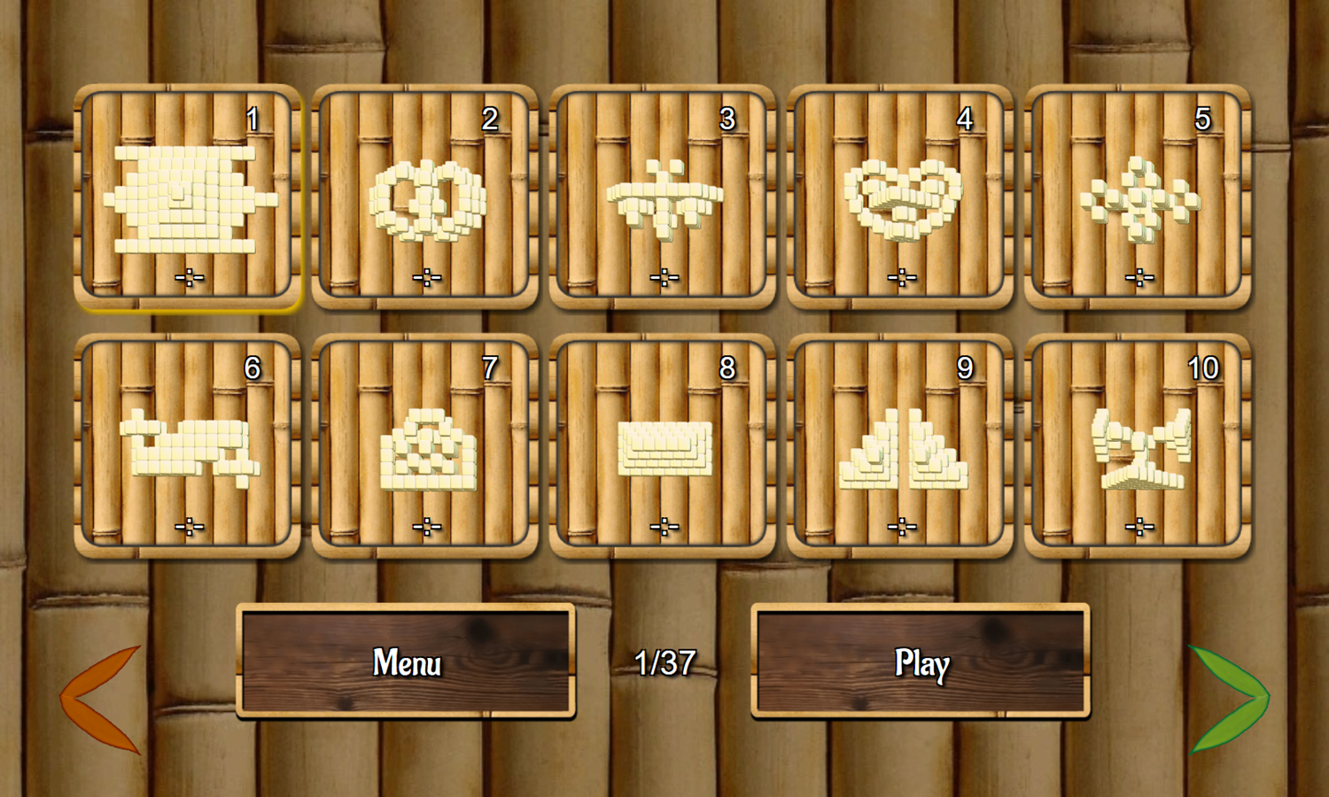 Tokio Mahjong Game Level Select Screenshot.