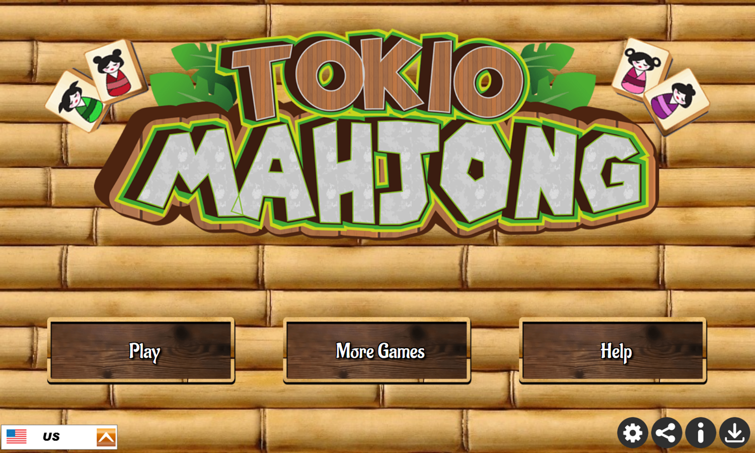 Tokio Mahjong Game Welcome Screen Screenshot.
