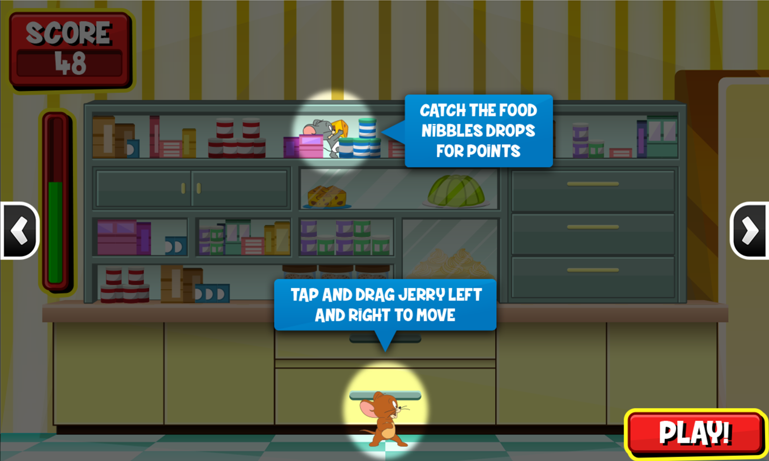 Tom and Jerry Bandit Munchers Moving Instructions Screenshot.