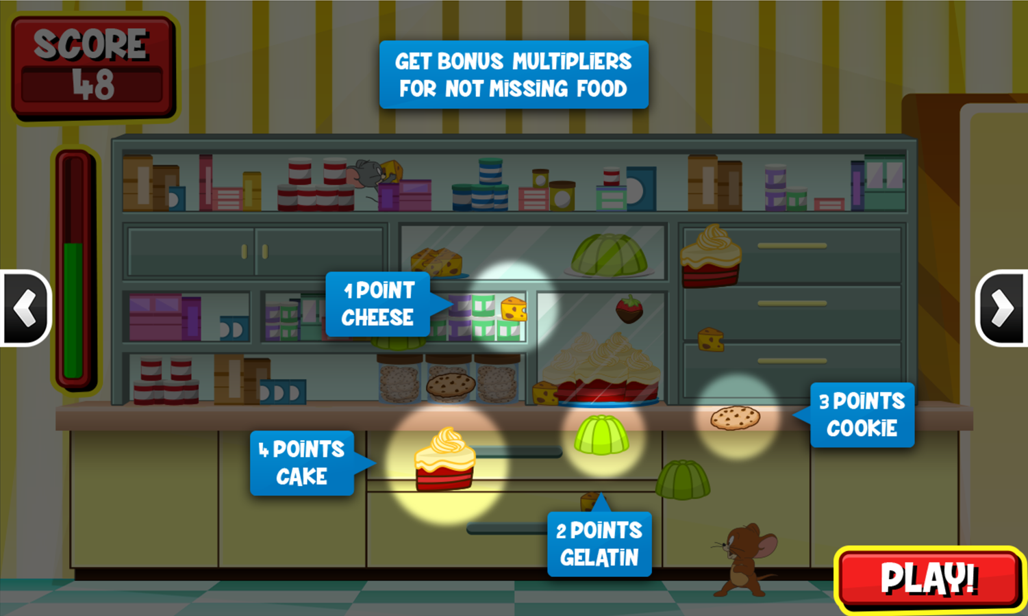 Tom and Jerry Bandit Munchers Eating Points Instructions Screenshot.