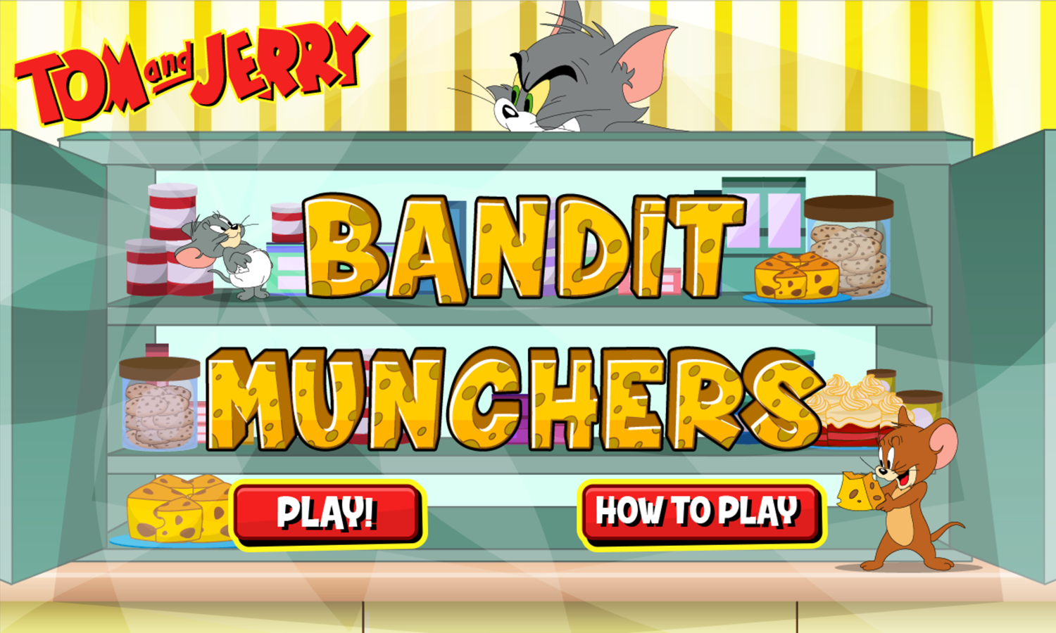Tom and Jerry Bandit Munchers Welcome Screen Screenshot.