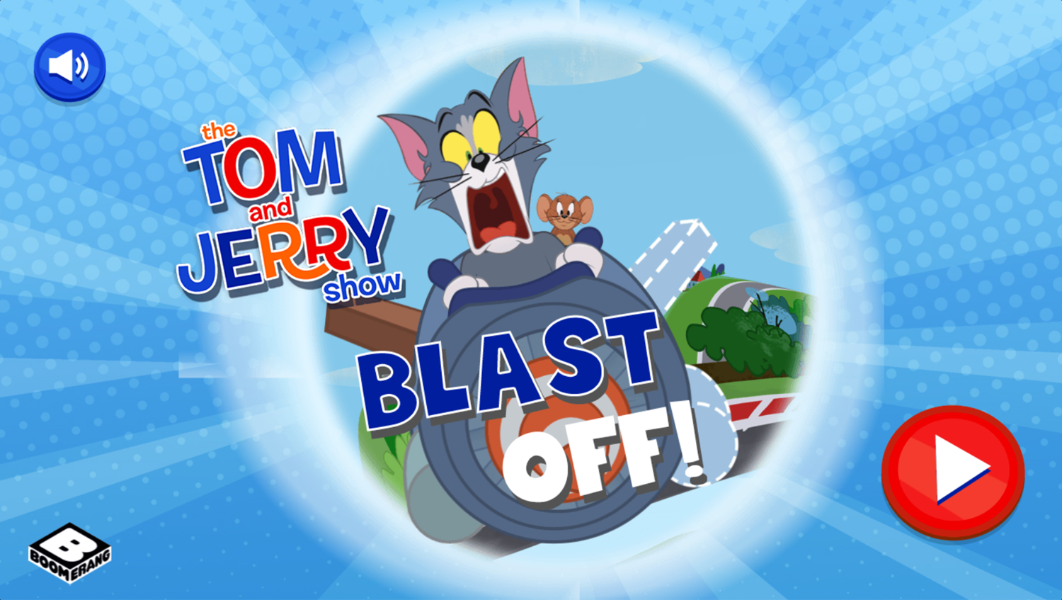 Tom & Jerry Blast Off Game Welcome Screen Screenshot.