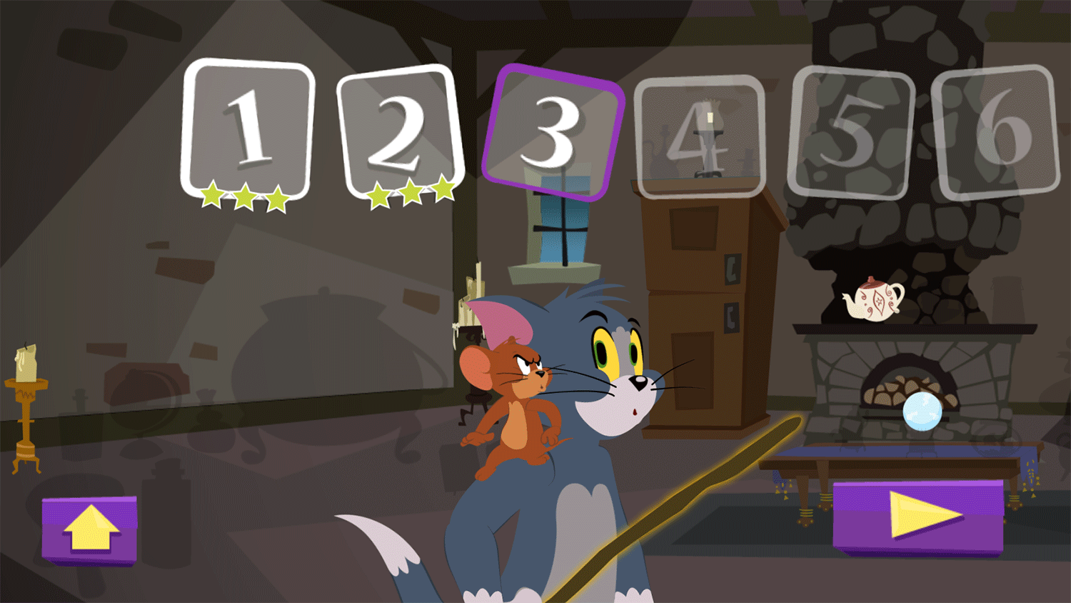 Tom and Jerry Broom Riders Level Select Screenshots.