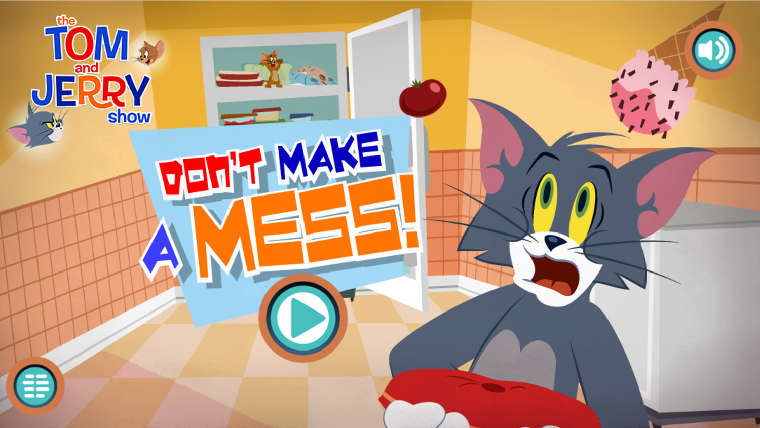 Tom and Jerry Don't Make a Mess Welcome Screen Screenshot.