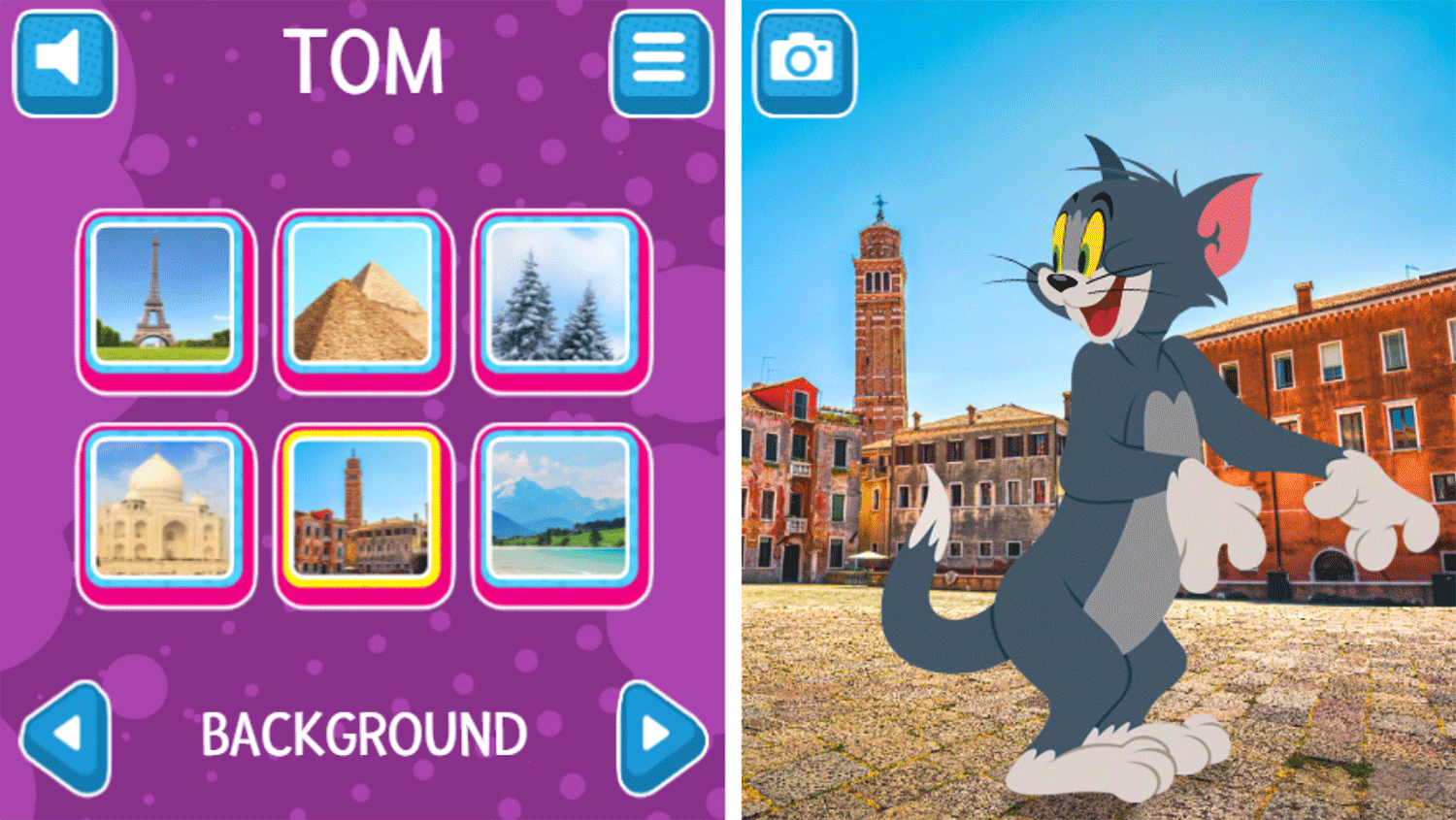 Tom and Jerry Dress Up Background Select Screenshot.