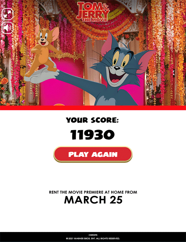 Tom and Jerry Mousetrap Pinball Result Screenshot.