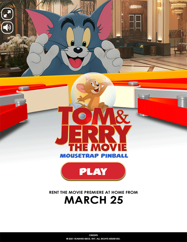 Tom and Jerry Mousetrap Pinball Welcome Screen Screenshot.