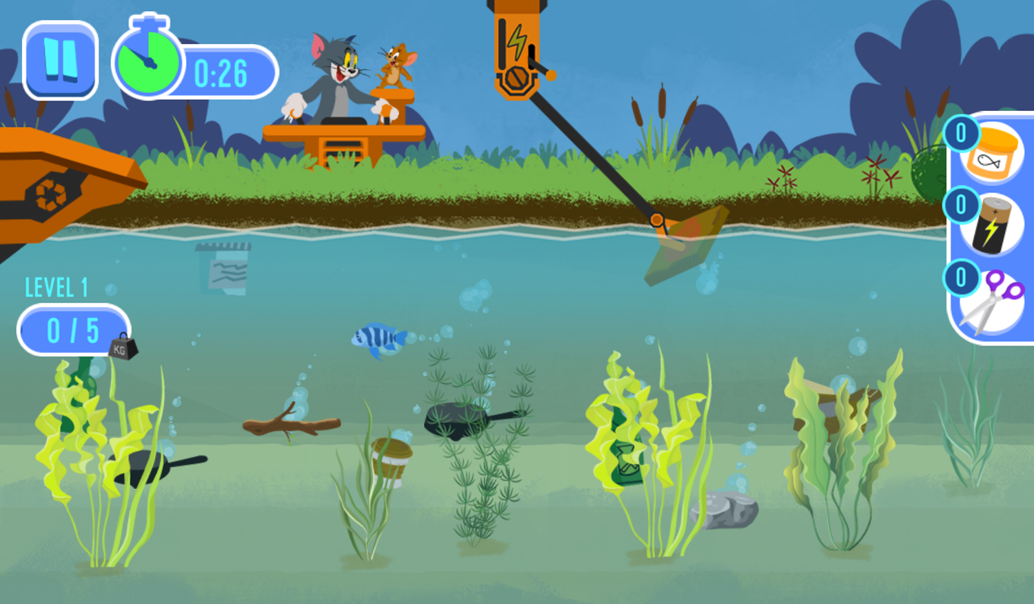 Tom and Jerry River Recycle Game Play Screenshot.