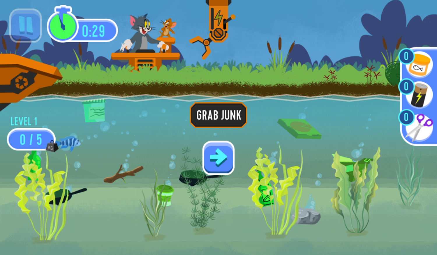 Tom and Jerry River Recycle Game How To Play Screenshot.