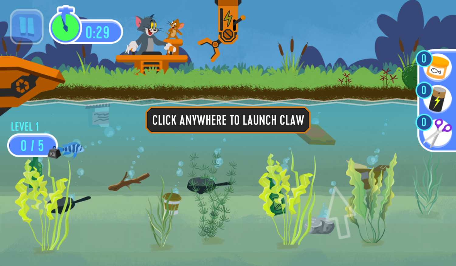 Tom and Jerry River Recycle Game Play Tips Screenshot.