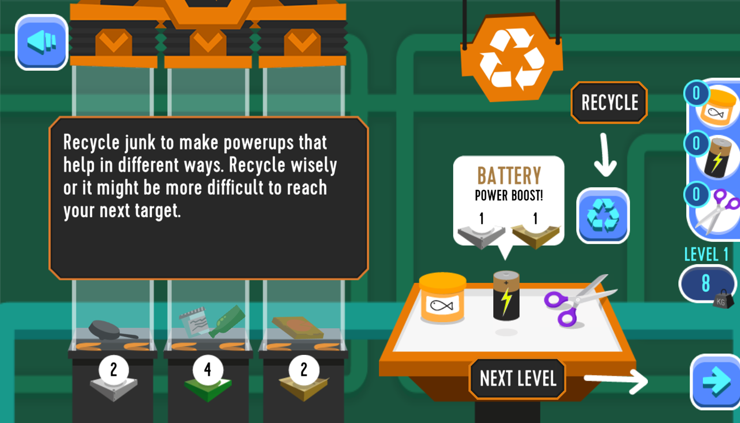 Tom and Jerry River Recycle Game Power Ups Screenshot.
