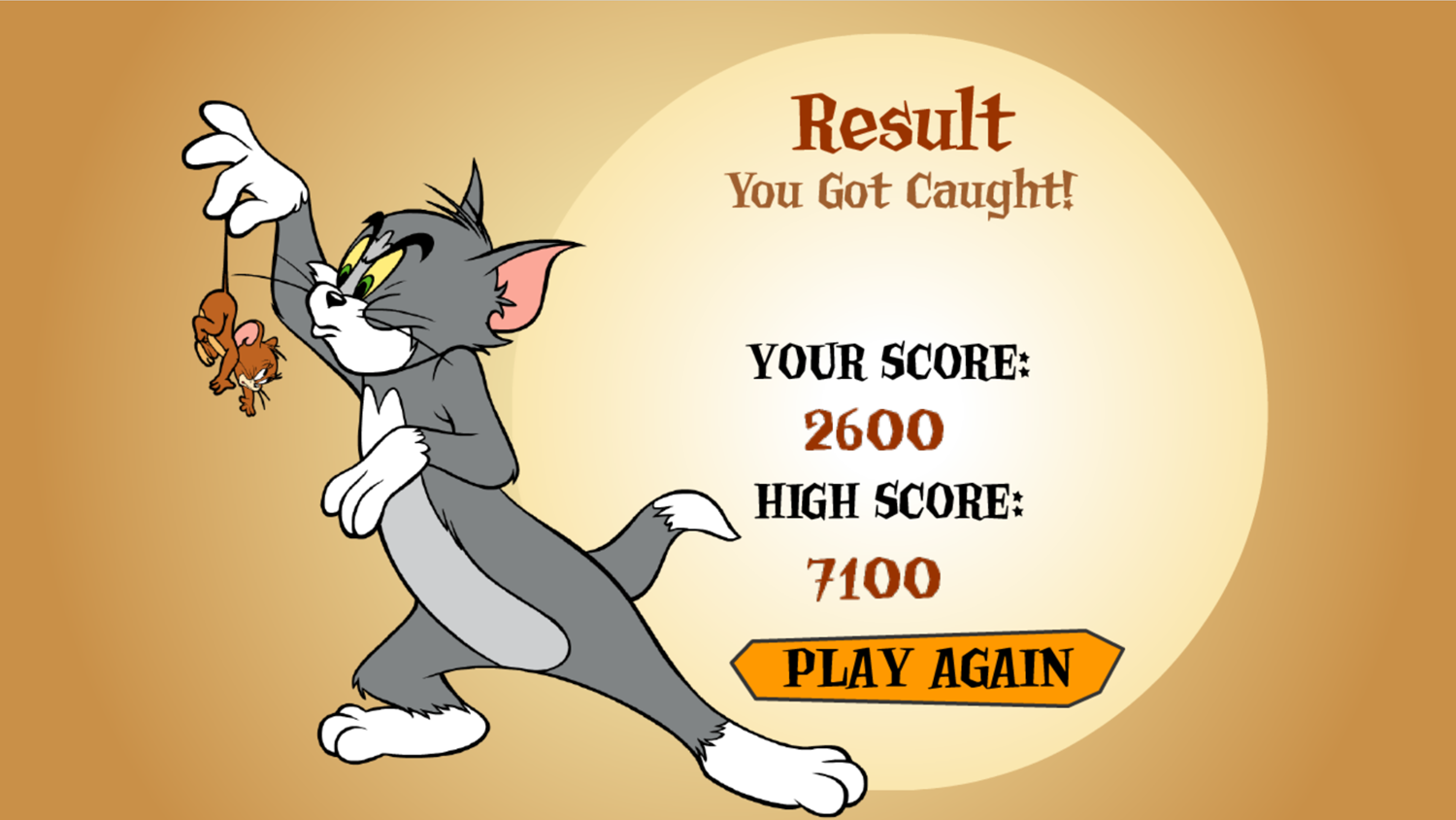 Tom and Jerry What's the Catch Jerry Game Over Screenshot.