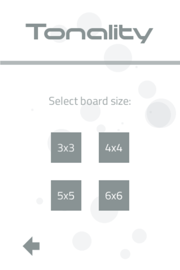 Tonality Game Select Board Size Screenshot.