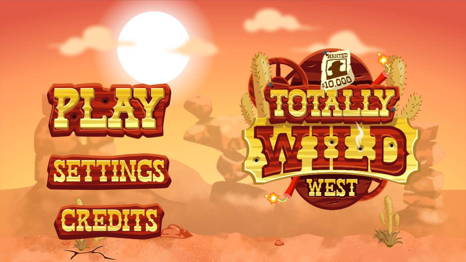 Totally Wild West Game Welcome Screen Screenshot.