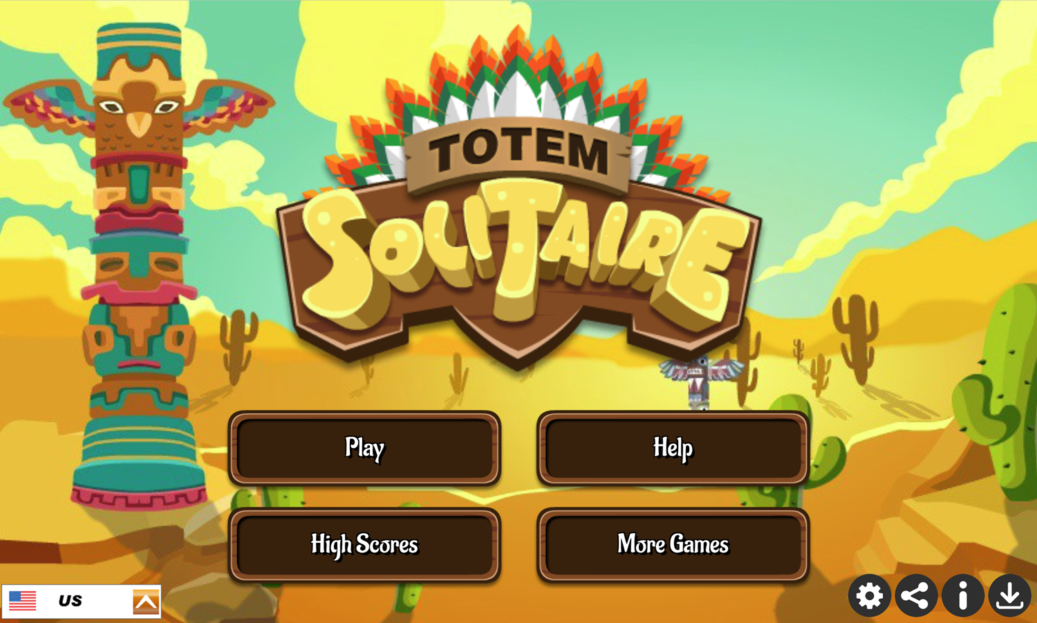 Totem Solitaire Game Welcome Screen Screenshot.