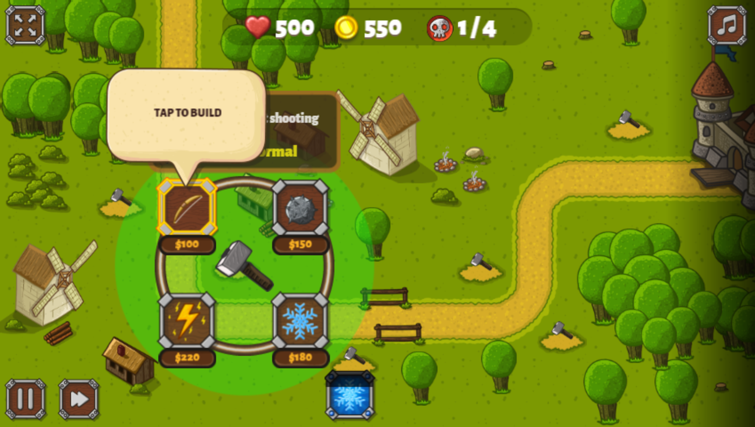 Tower Defense Game Extra Tips Screenshot.