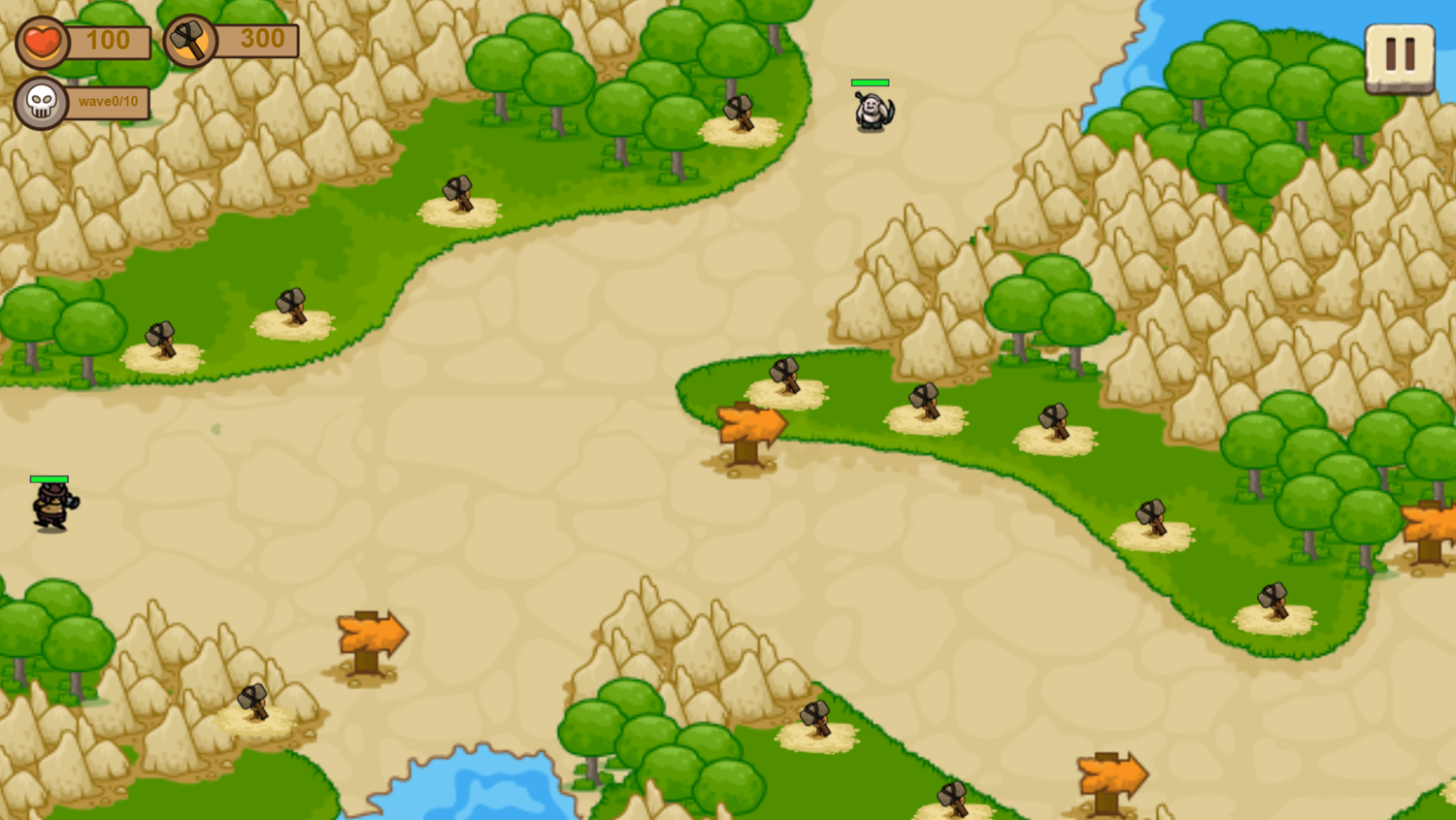 Tower Defense Game Start Screenshot.