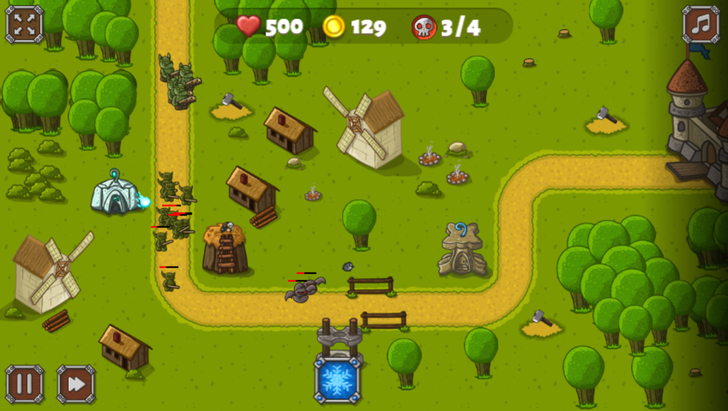 Tower Defense Game Play Screenshot.