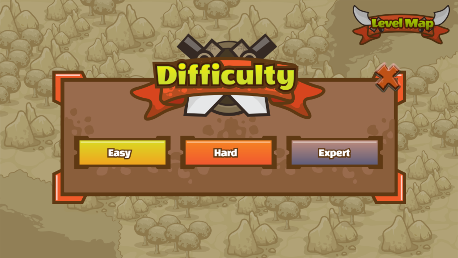 Tower Defense Game Select Difficulty Screenshot.