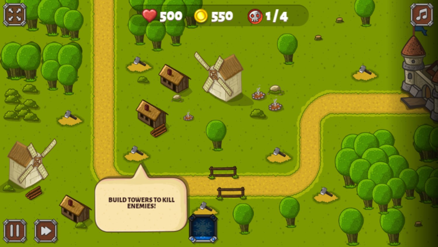 Tower Defense Game Instructions Screenshot.