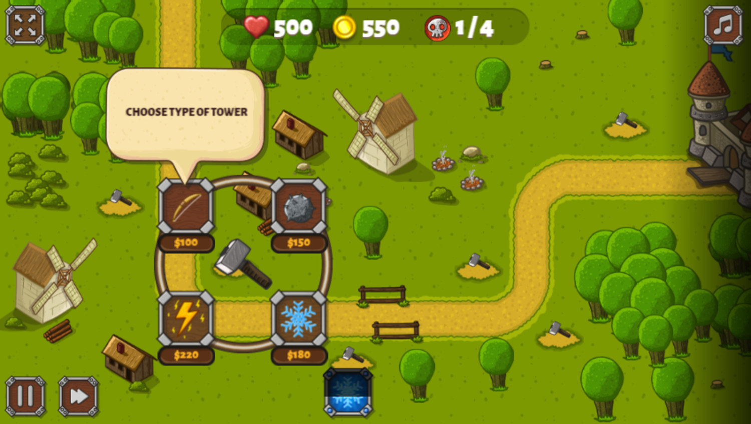 Tower Defense Game Play Tips Screenshot.