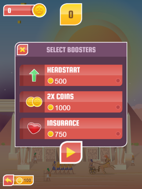 Tower Mania Game Select Boosters Screenshot.