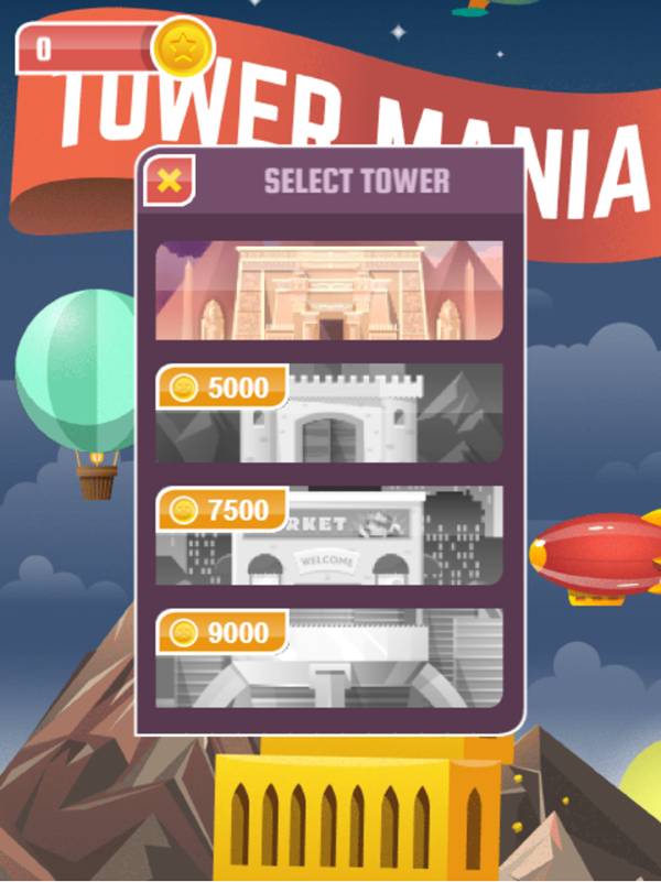 Tower Mania Game Select Tower Screenshot.