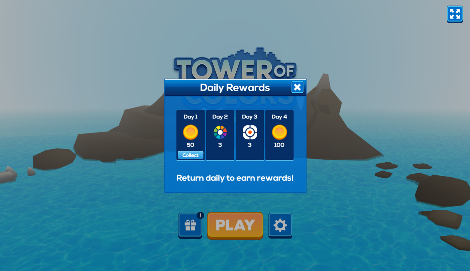 Tower of Colors Island Edition Game Daily Rewards Screenshot.