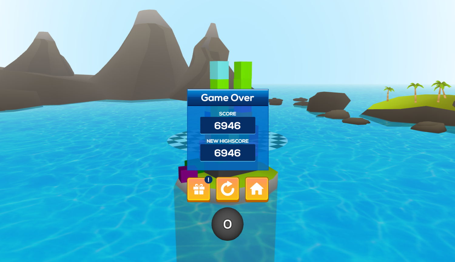Tower of Colors Island Edition Game Over Screenshot.