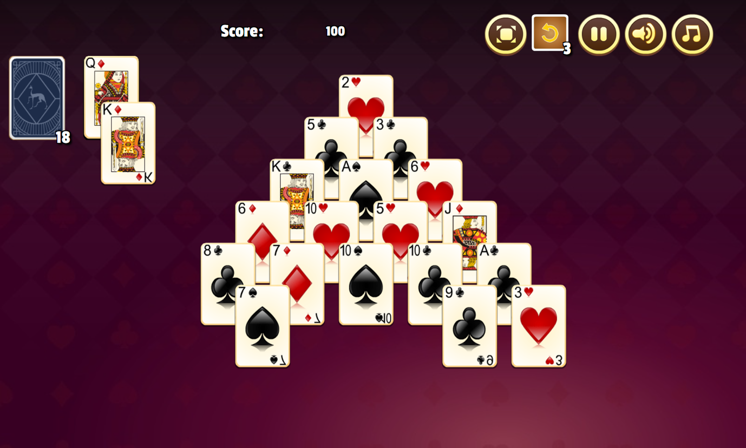 Tower Solitaire Game Play Screenshot.