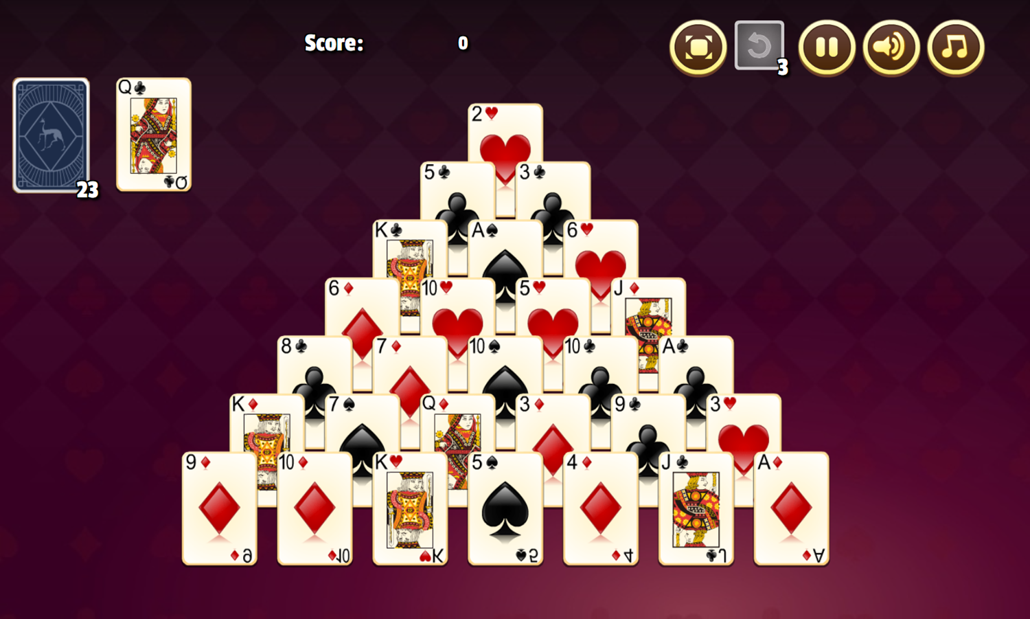 Tower Solitaire Game Start Screenshot.