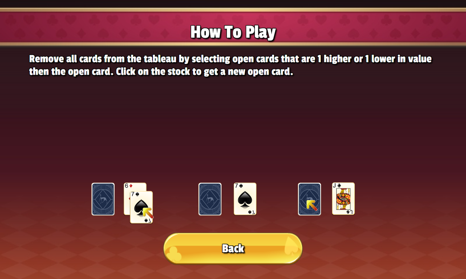 Tower Solitaire Game How To Play Screenshot.