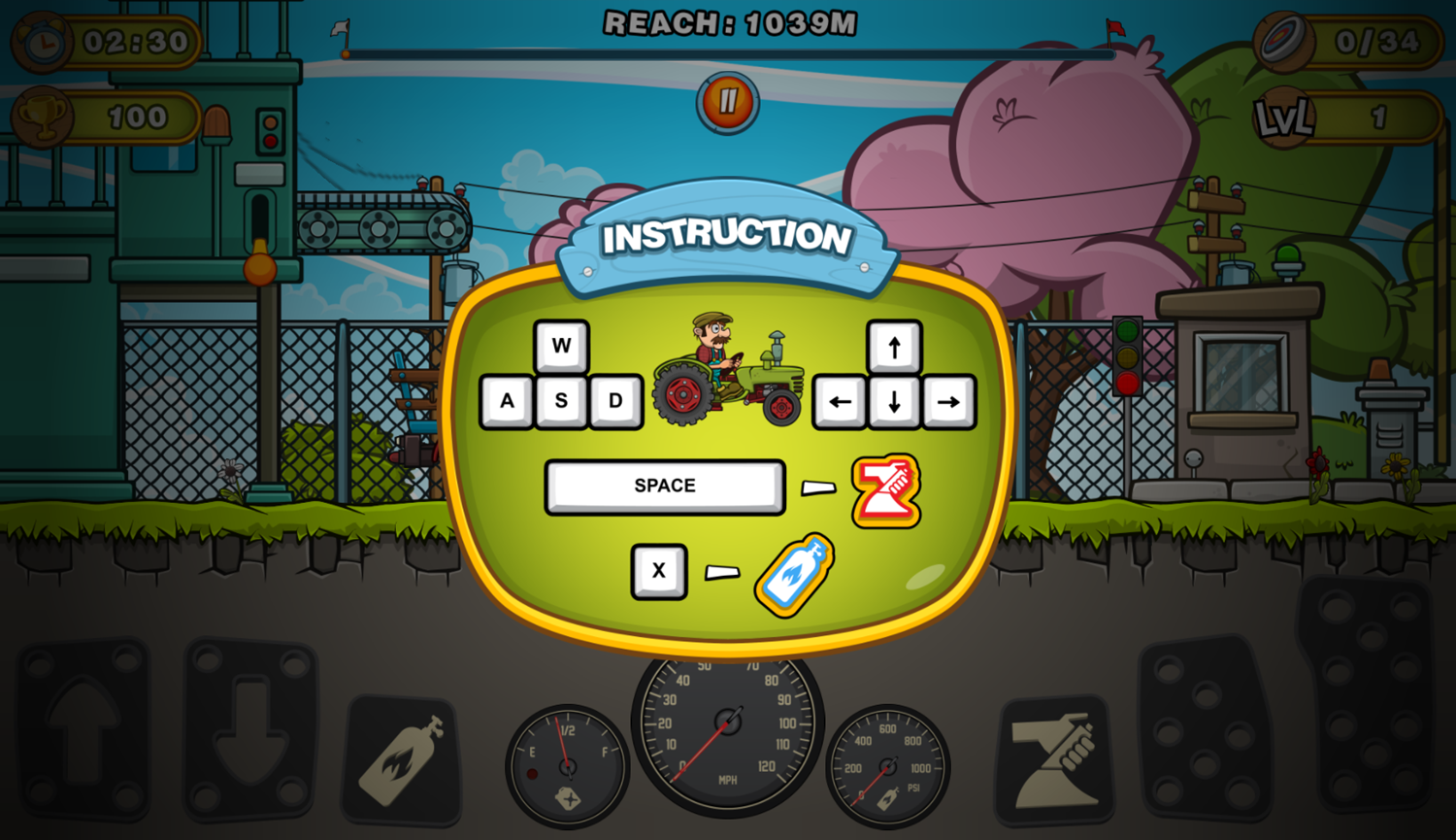 Tractor Mania Game Instruction Screenshot.