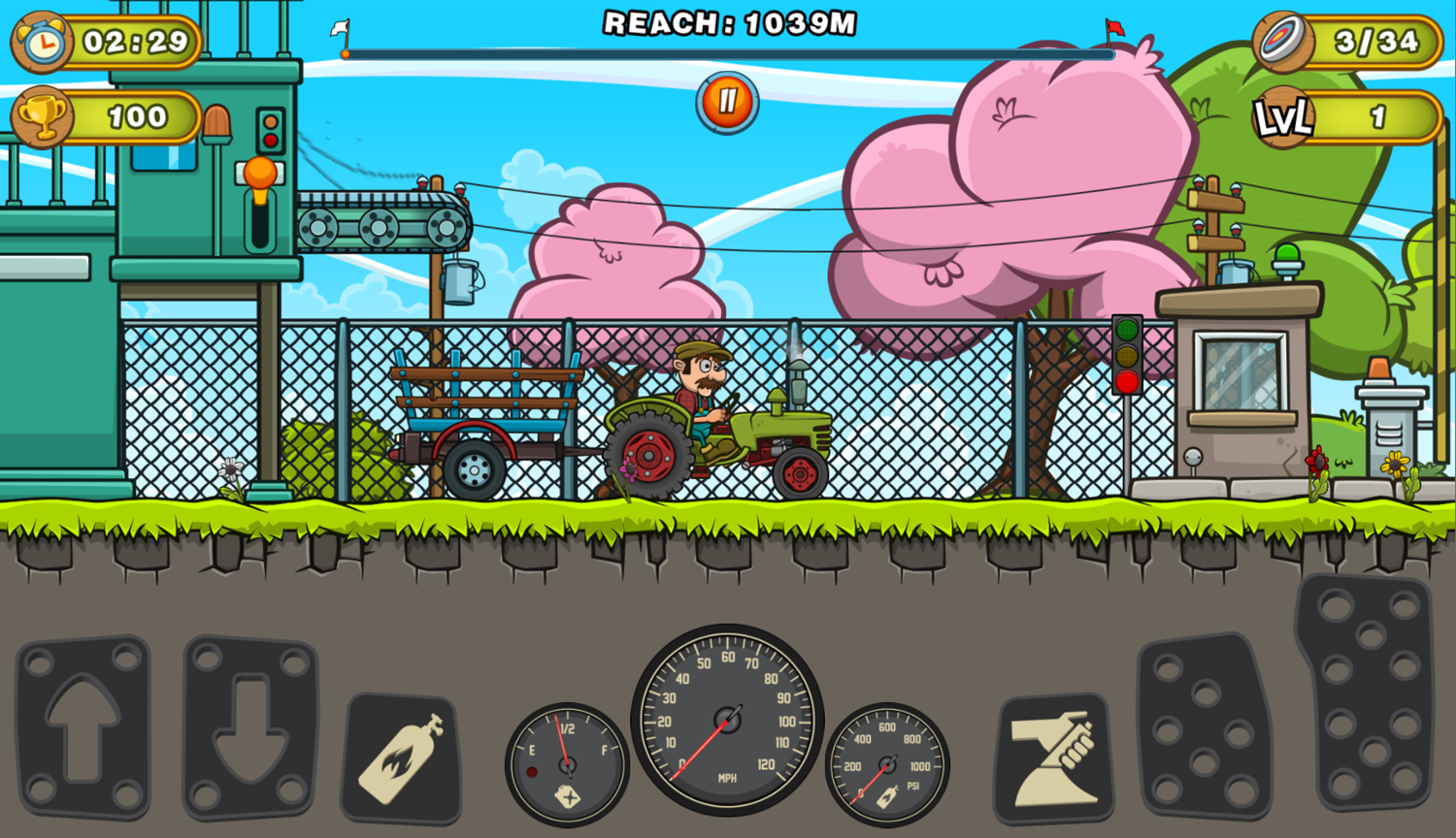 Tractor Mania Game Level Start Screenshot.