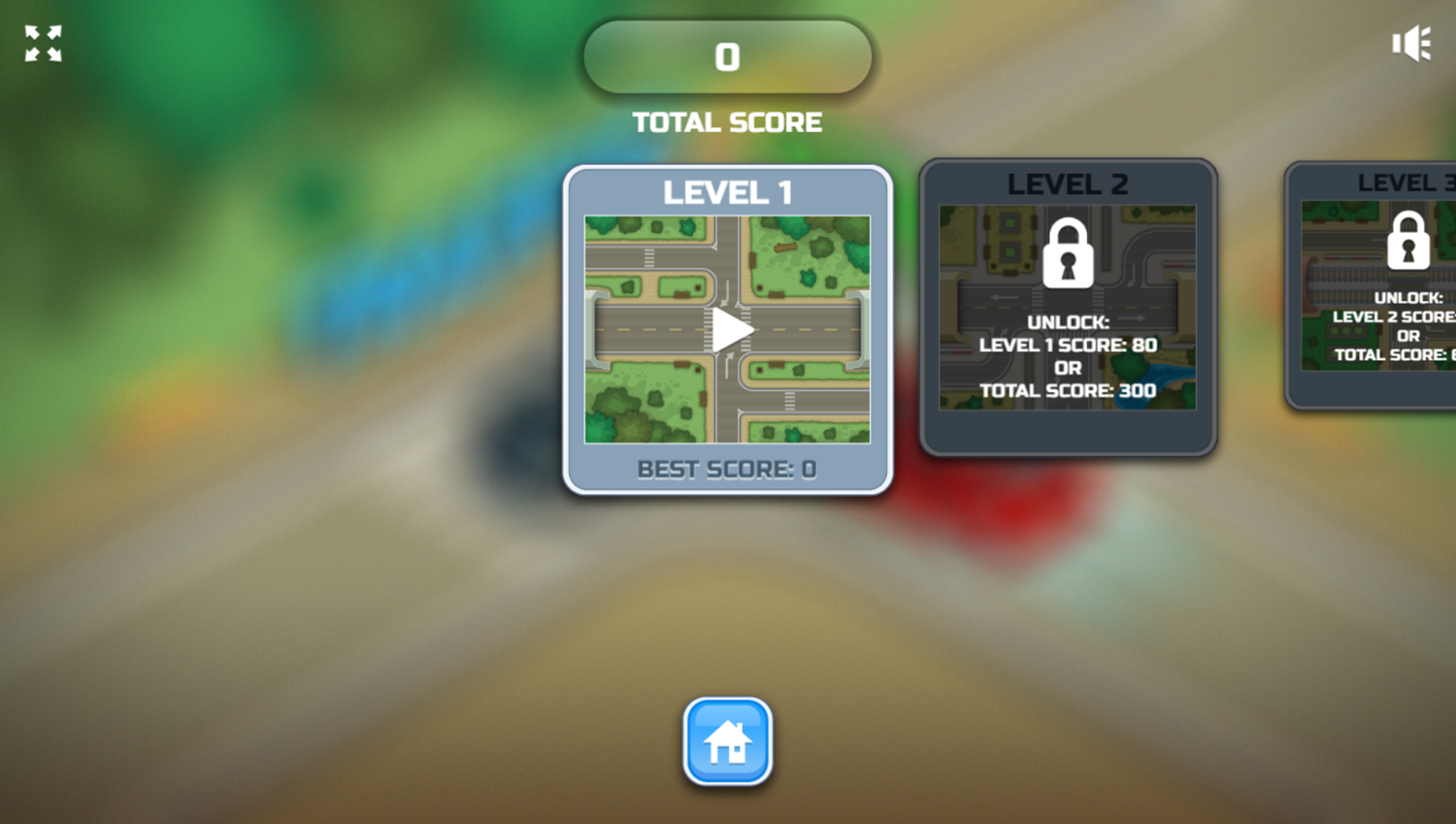 Traffic Control Game Level Select Screenshot.