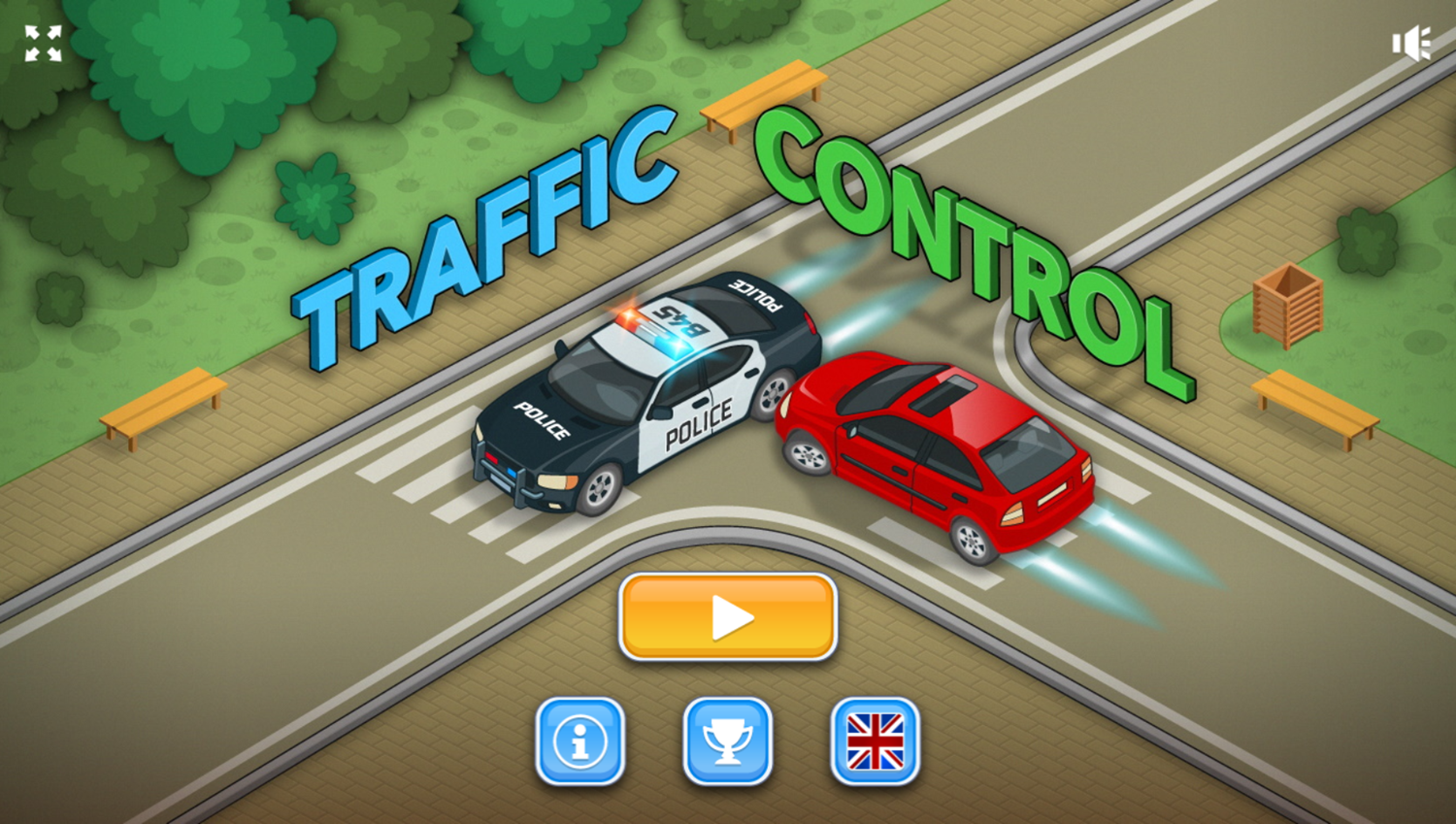 Traffic Control Game Welcome Screen Screenshot.