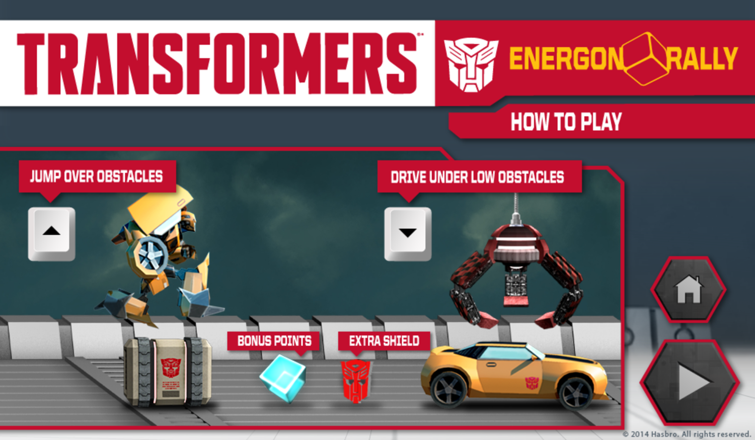 Transformers Energon Rally Game How To Play Screenshot.