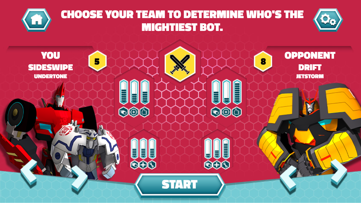 Transformers Faction Face Off Game Pick Team Screenshot.
