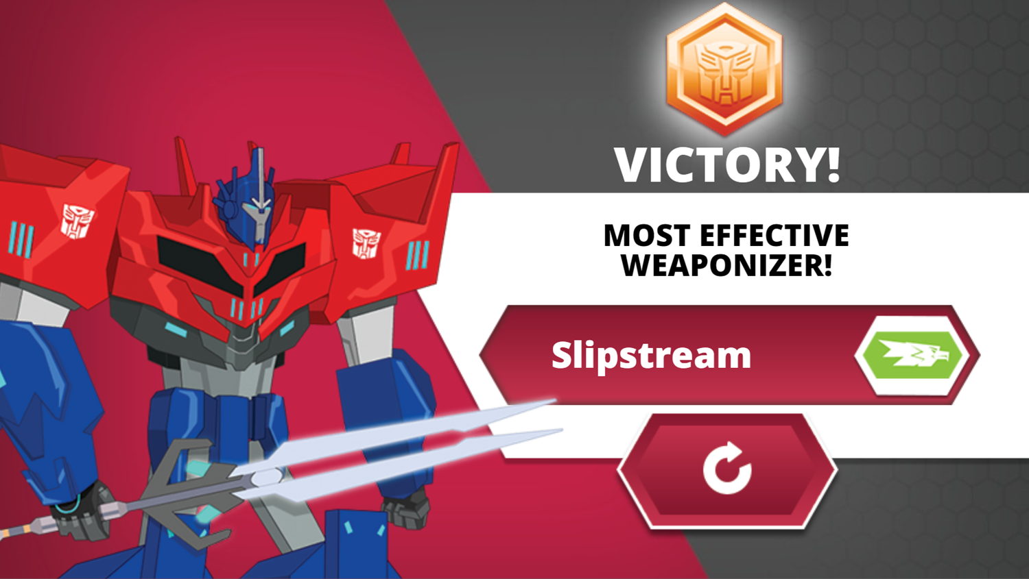 Transformers Power Up for Battle Game Victory Screenshot.