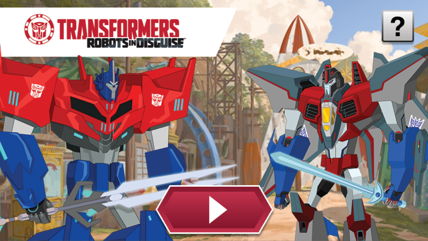 Transformers Power Up for Battle Game Welcome Screen Screenshot.