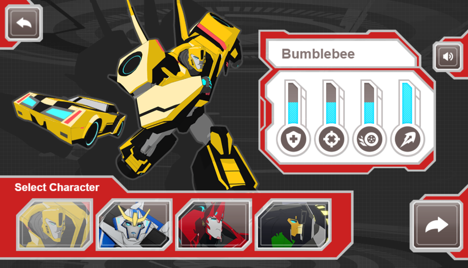 Transformers Protect Crown City Game Character Select Screenshot.