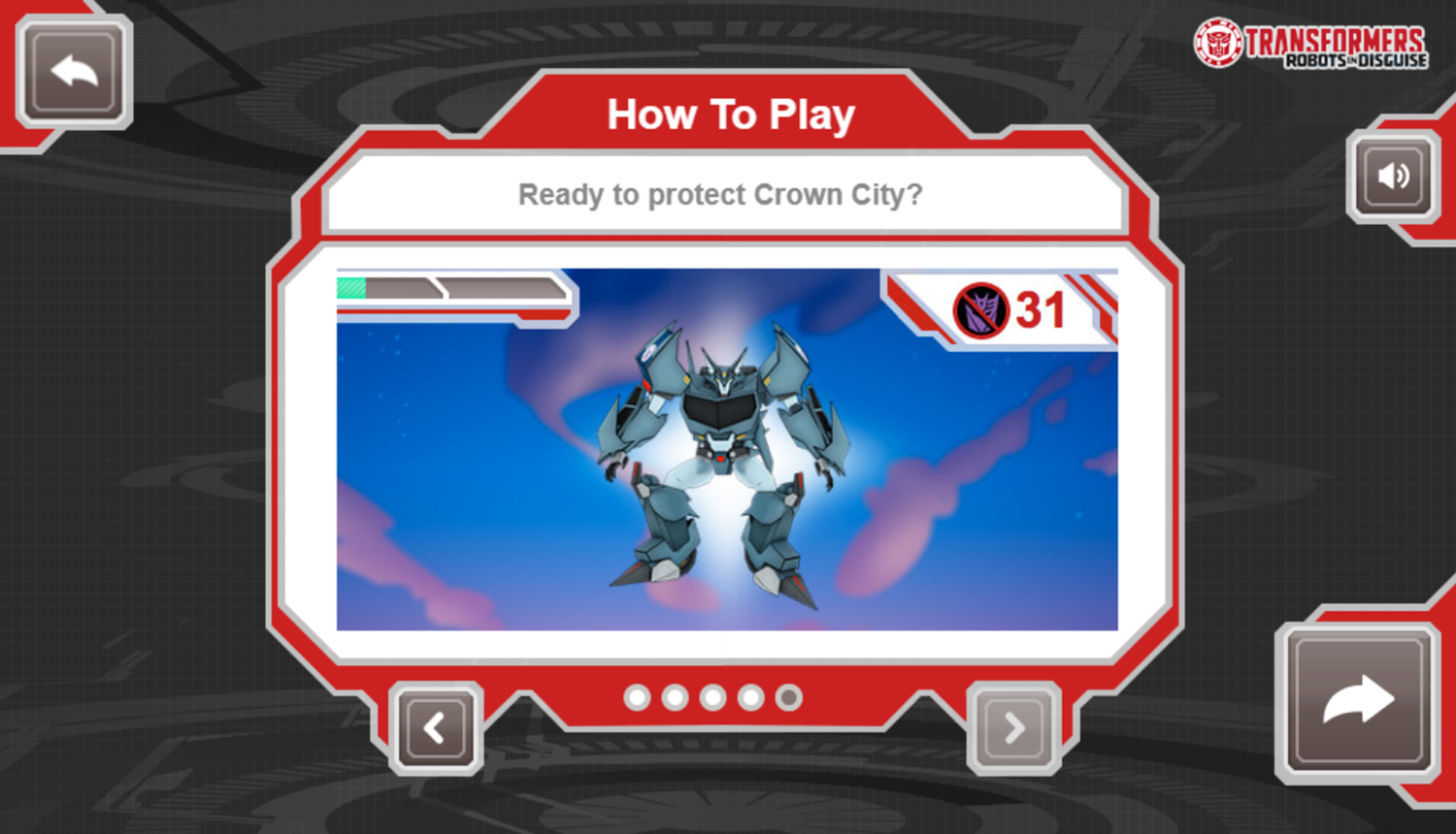 Transformers Protect Crown City Game Goal Screenshot.