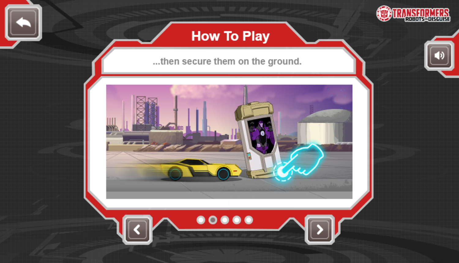 Transformers Protect Crown City Game Instructions Screenshot.