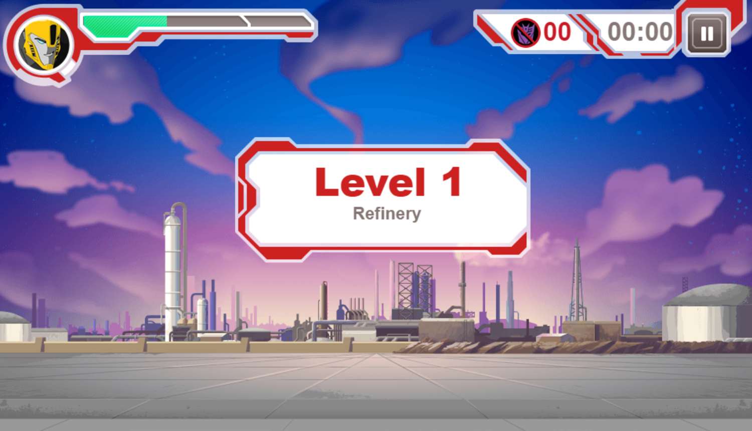 Transformers Protect Crown City Game Level Start Screenshot.