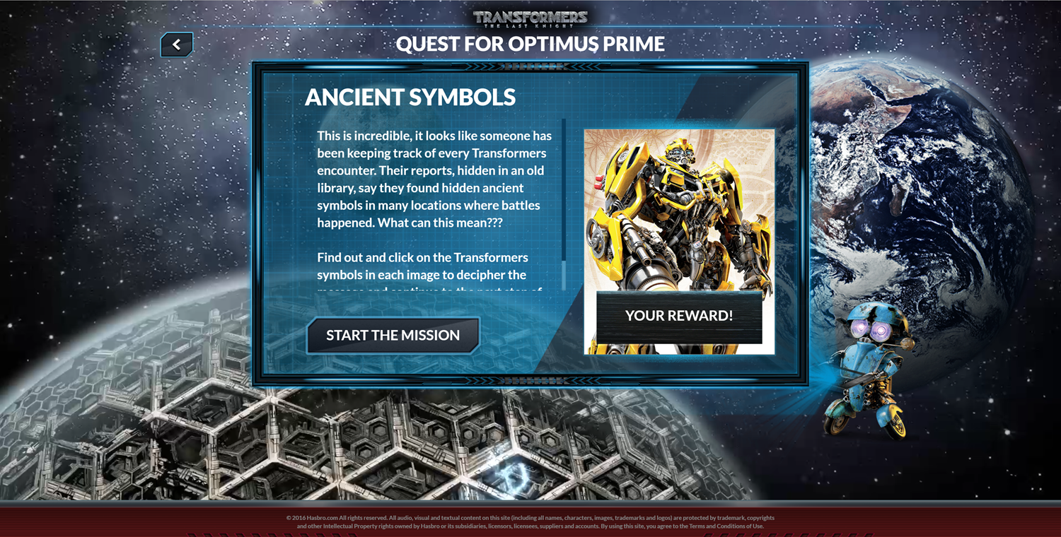 Transformers Quest for Optimus Prime Game Ancient Symbols Instructions Screen Screenshot.