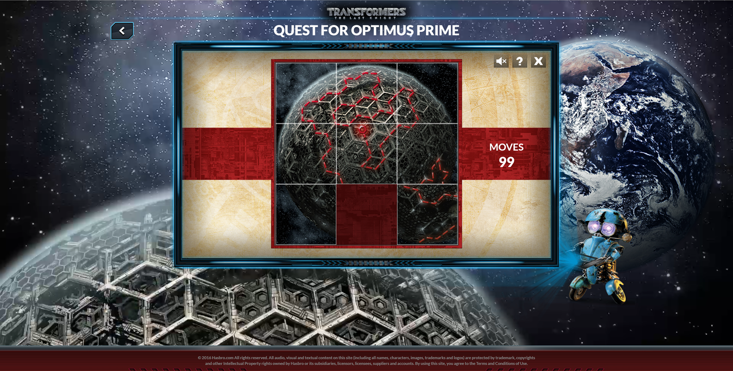 Transformers Quest for Optimus Prime Slide Puzzle Game Screenshot.