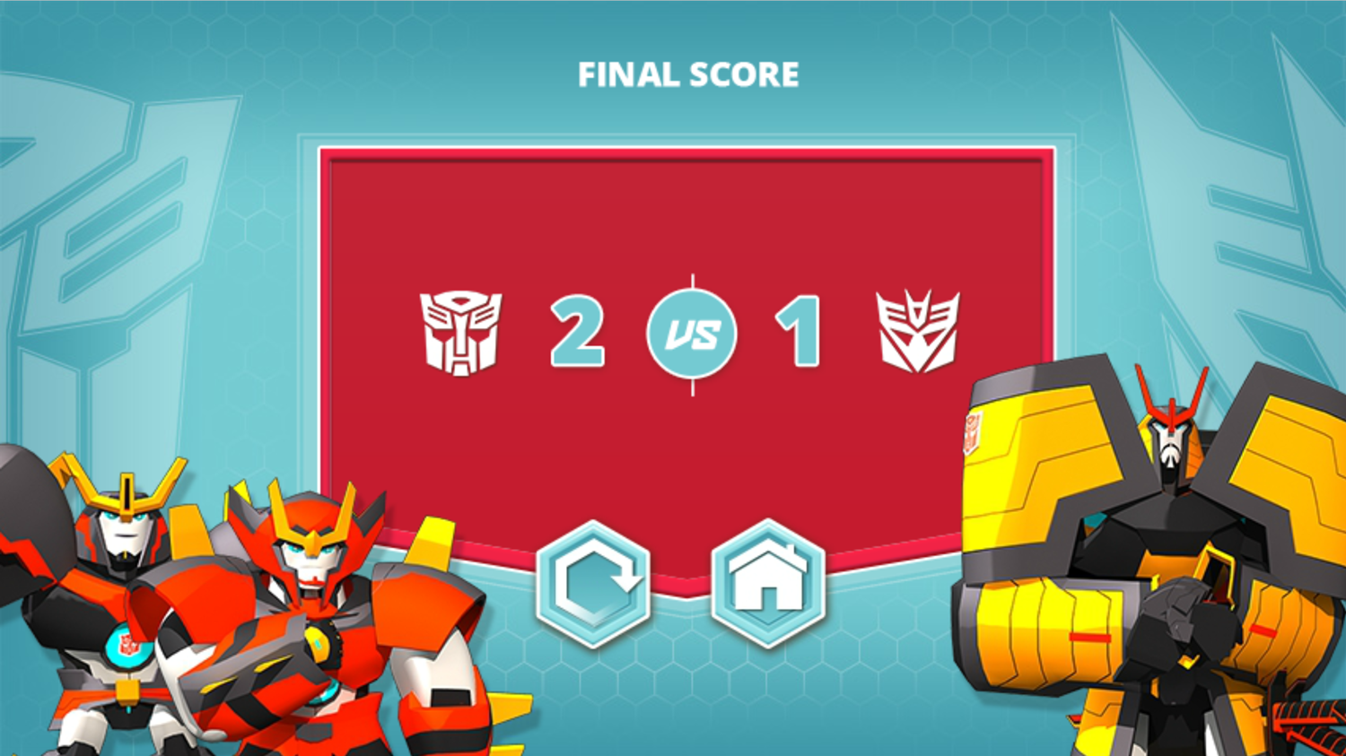 Transformers Super Mini Con Striker Game Over Screen Screenshot.